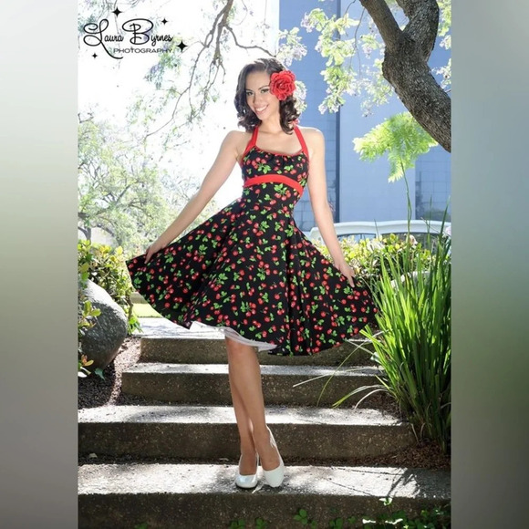 Pinup Couture Cherry Halter Dress size large - Picture 16 of 16